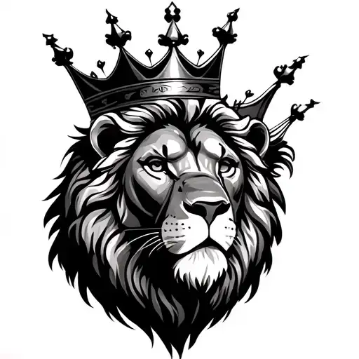 Lion With Crown On Its Head