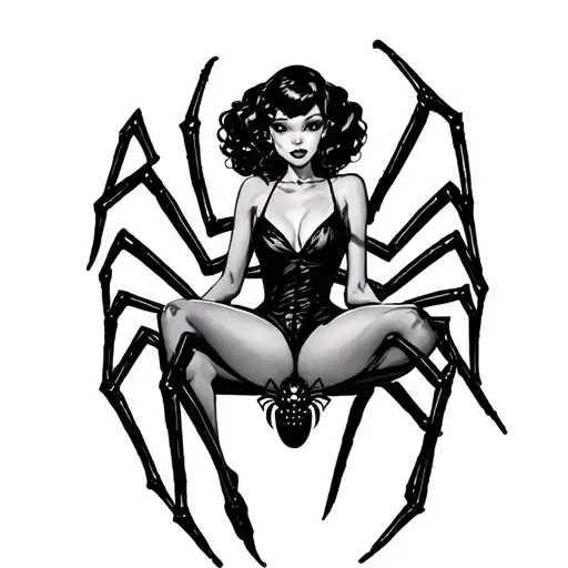 Spider Making Dress For Pin Up Girl Sitting