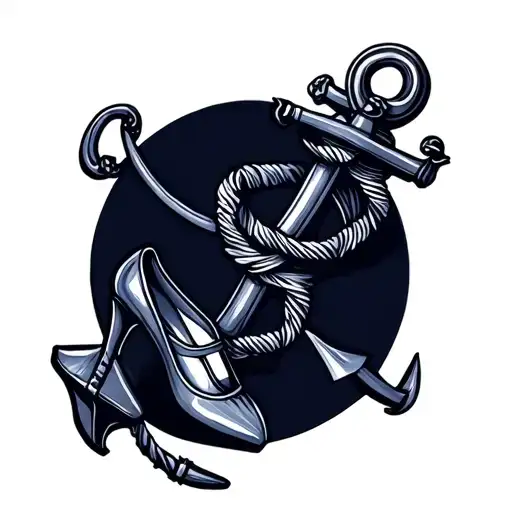 Navy Anchor With Ballet Point Shoes Wrapped Around It
