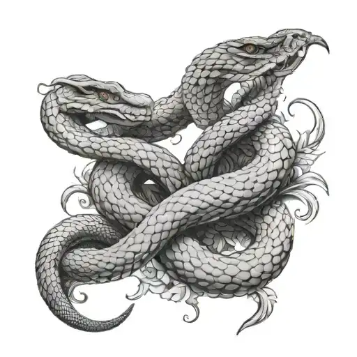 Snake Coiled Up About To Be Stricken By An Angel