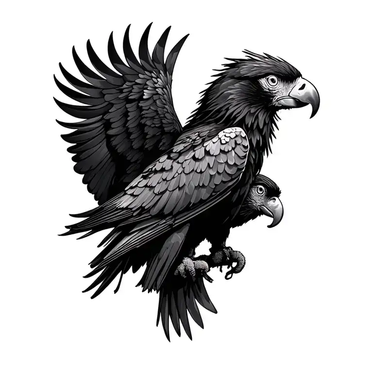 Black Cockatoo And Wedge Tail Eagle