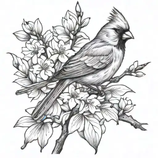 Cardinal On Magnolia Branch