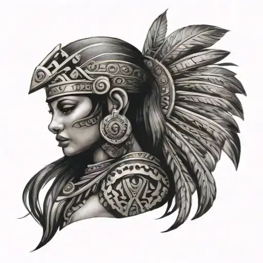 Aztec Princess Warrior Holding Cut Off Head