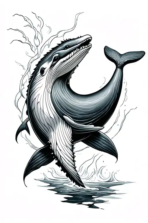 Tulkun Whale Line Work Tattoo Design