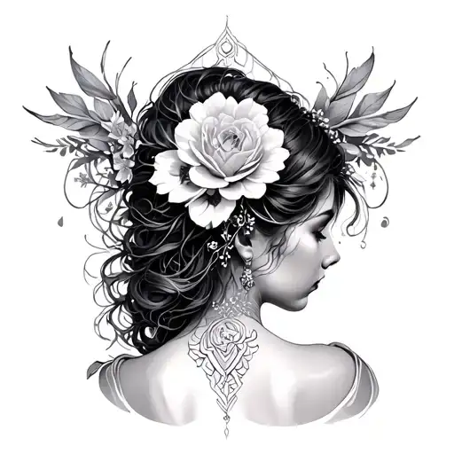 Symetric Back Tattoo Divine Feminine Not Floral