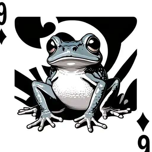 Frog Playing Card Number 9 Intertwined