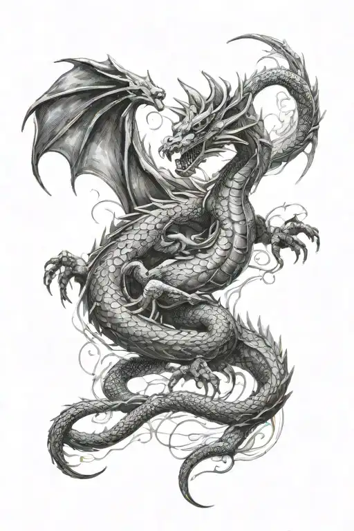 Dragon Fading In To Oil Impressionism Painting Woman