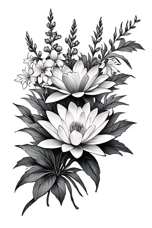 Water Lilly And Larkspur On Forarm Half Sleeve
