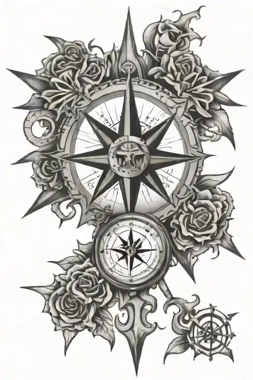 Satanic And Compass Design