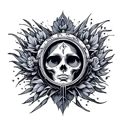 Hourglasse Mix With Aquarius Sign In Dark Style