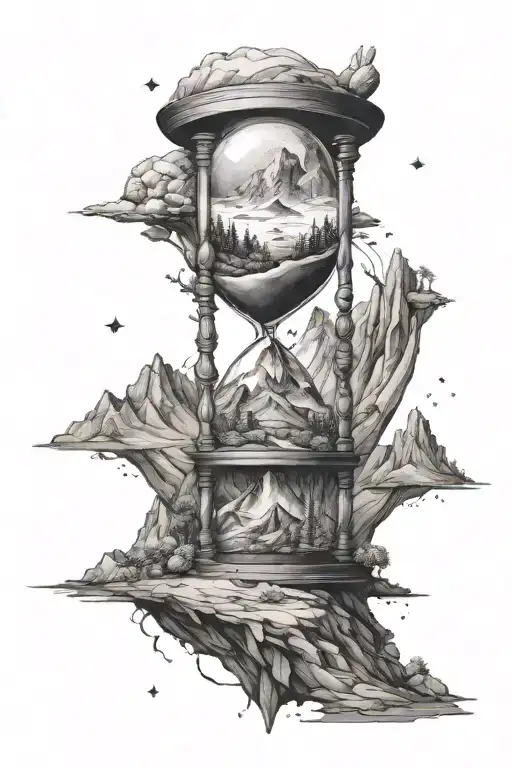 Mountain Landscape Planets Hourglass