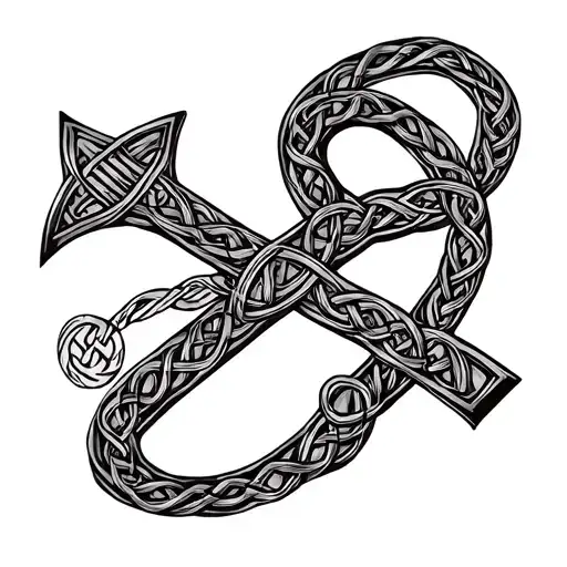 Ankh Symbol With Celtic Type Borders And Knots