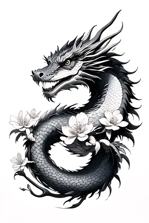 Water Dragon Japanese Cherry Blossom