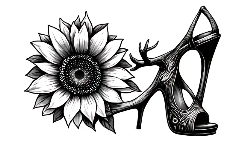 Sunflower And Line And High Heel And Moose Antler
