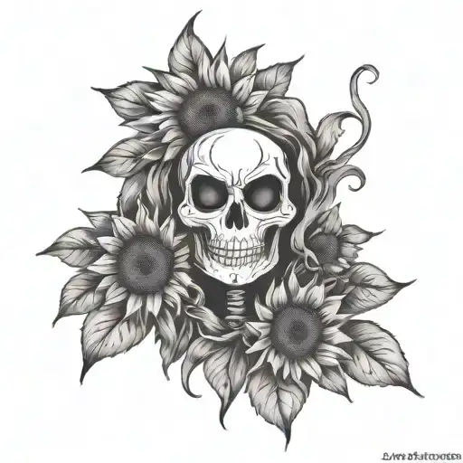 Jack Skeleton Face On Sunflower