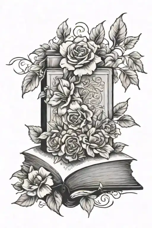 Open Book With Vine Of Birth Flowers Blooming