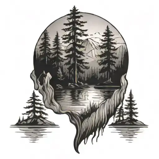 Lost Person With Lake And Forest