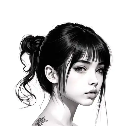 Realistic Girl With Straight Black Hair