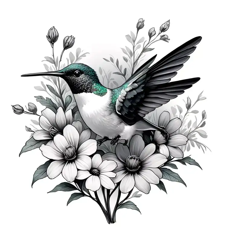 Hummingbird And Wildflowers