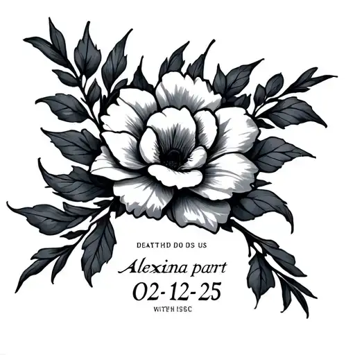 Alexiana Name With Death Do Us Part With Date 02-12-25 With Habisc Flower