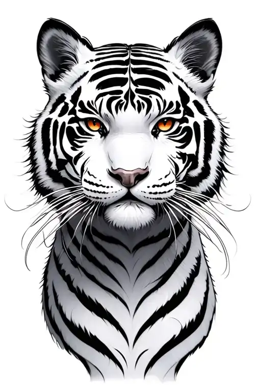 Japanese Torri Gate Geisha White Tiger