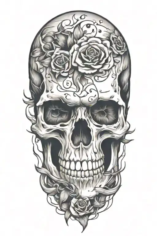 Overthinking Scull Intertwined With Broken Heart