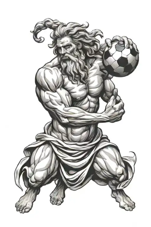 Zeus Holding A Soccer Ball