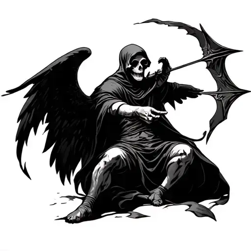 Grim Reaper Disguised As Cupid Shooting Arrow