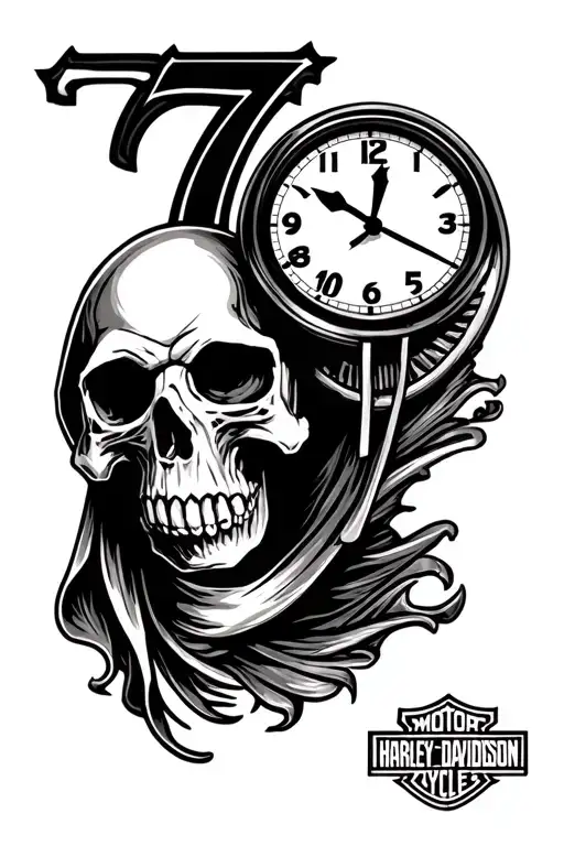 Grim Reaper Skull With 8Ball Harley Davidson 7 Clock Jim Beam Logo