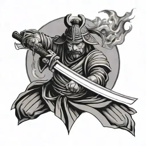 Samurai With Fire Symbol