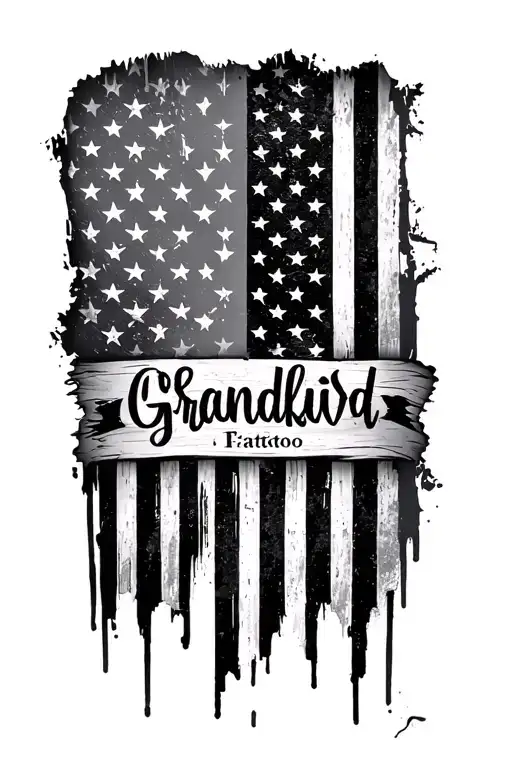 Distressed Usa Flag With Grandkids Names