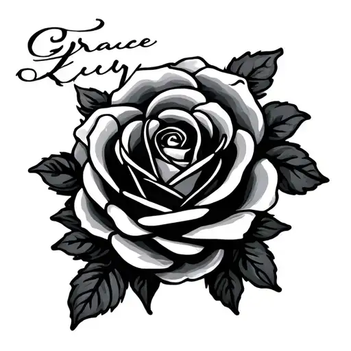 Name Grace Lily In Cursive With A Small Rose