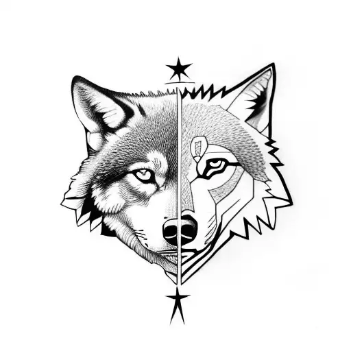 Taino Puerto Rican Flag And A Wolf