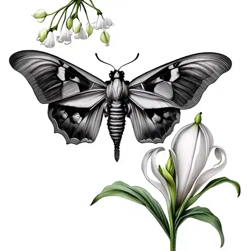 Lovers Tartot Card Death Moth Lily Of The Valley And Cala Lilly