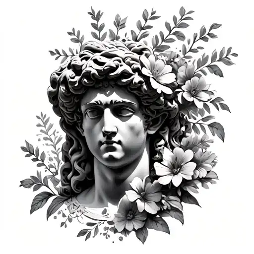 Flowers Coming Out Of A Roman Statue