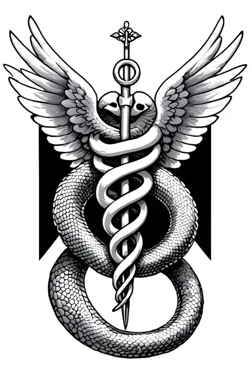 Medical Caduceus With Big Wings And Snake