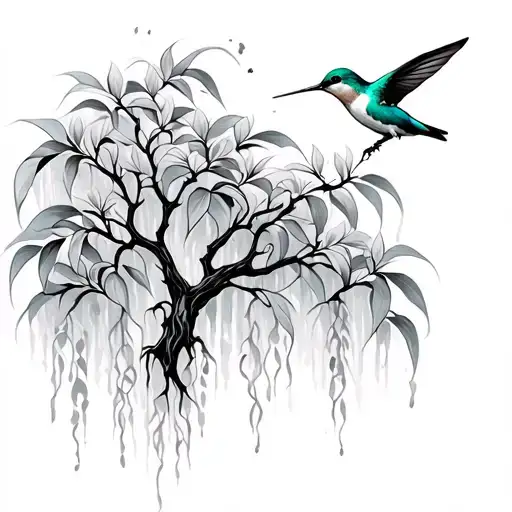 Willow Tree And Hummingbird
