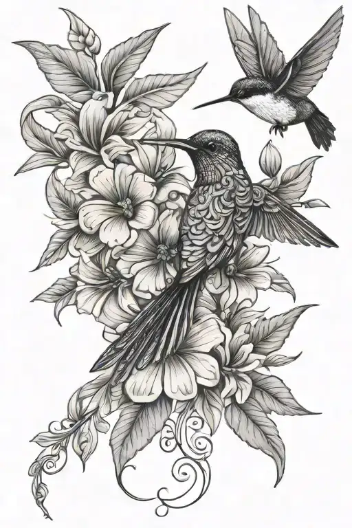 Tooled Leather With Flowers And Hummingbird