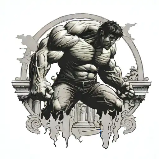 Incredible Hulk Standing Between Roman Columns Making Roman Numeral 2