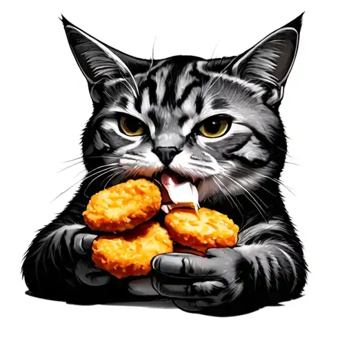 Fat Cat Eating Chicken Nuggets