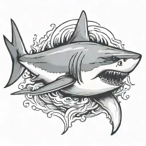 Great White Shark Wearing A Navy Dixie Cup