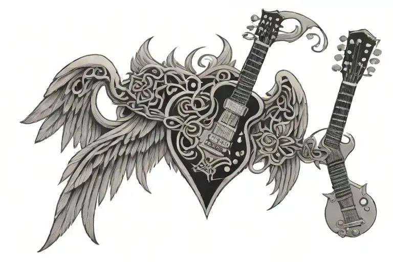 Celtic Symbol Unconditional Love Cocktail Straw Angel Wings Electric Guitar