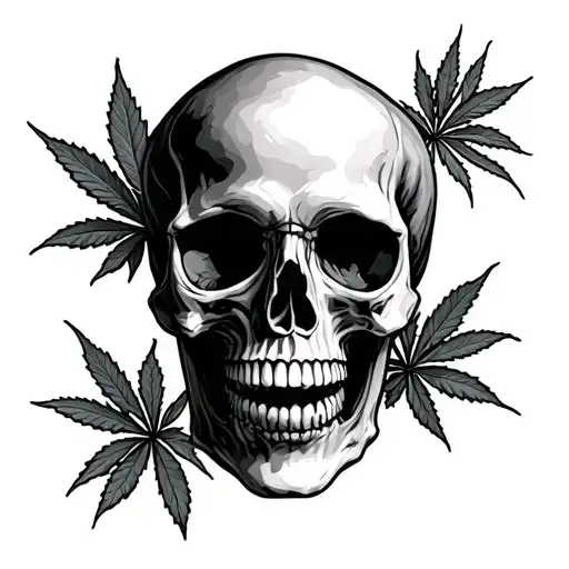 Skull And Weed Plant Growing