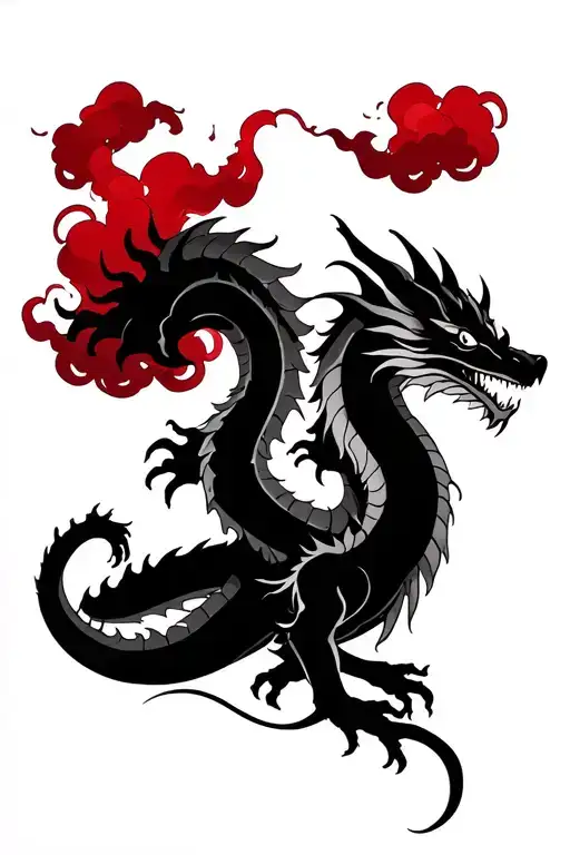 Wrap Around Dragon With 2-5 Red Clouds Full Sleeve