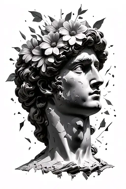 Flowers Coming Out Of A Shattered Roman Statue