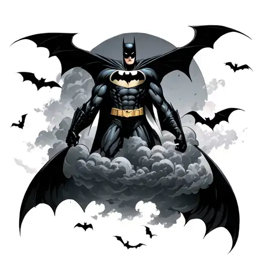 Batman Bats Flying In Dark Clouds