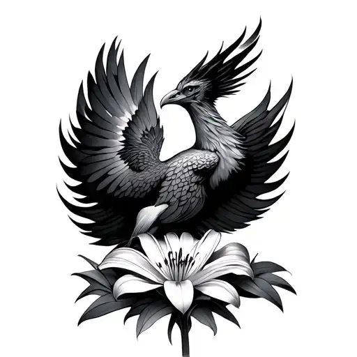 Phoenix At Rest And Fire Lily Flower