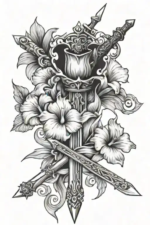 Sword With Iris Flower