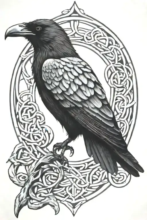 Black Raven Celtic Knot Design