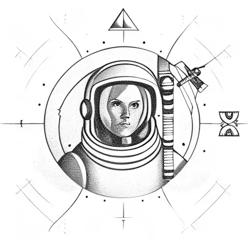 Astronaut In Space With Axe And Compass